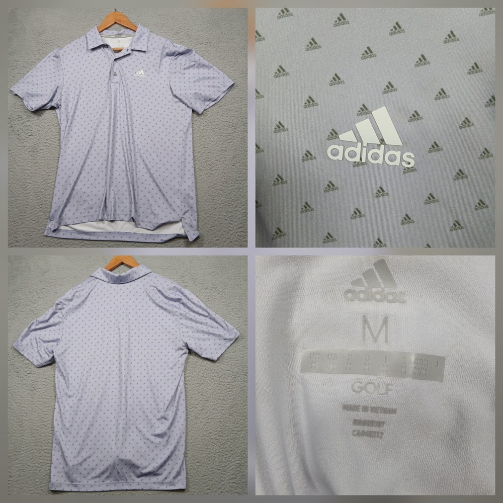 Adidas Golf‎ Men's Polo Shirt Size M Light Purple Allover Logo Print